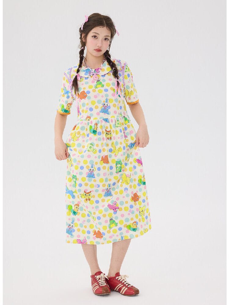 Polka Dot Animal Graffiti Dress【s0000016713】