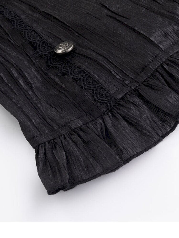 Gothic Pleated Ruffled Slim Shirt【s0000015450】