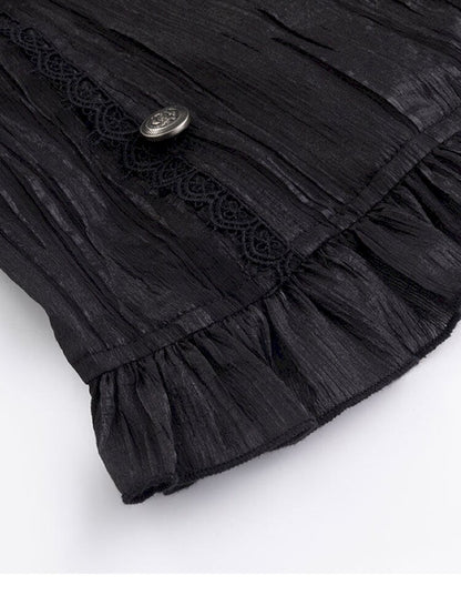 Gothic Pleated Ruffled Slim Shirt【s0000015450】