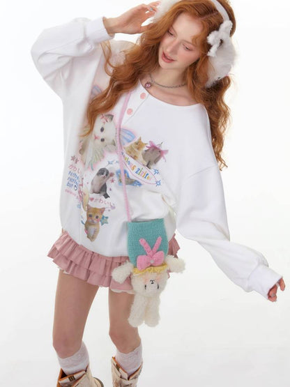 Big Round Neck Loose Lazy Sweatshirt【s0000014362】