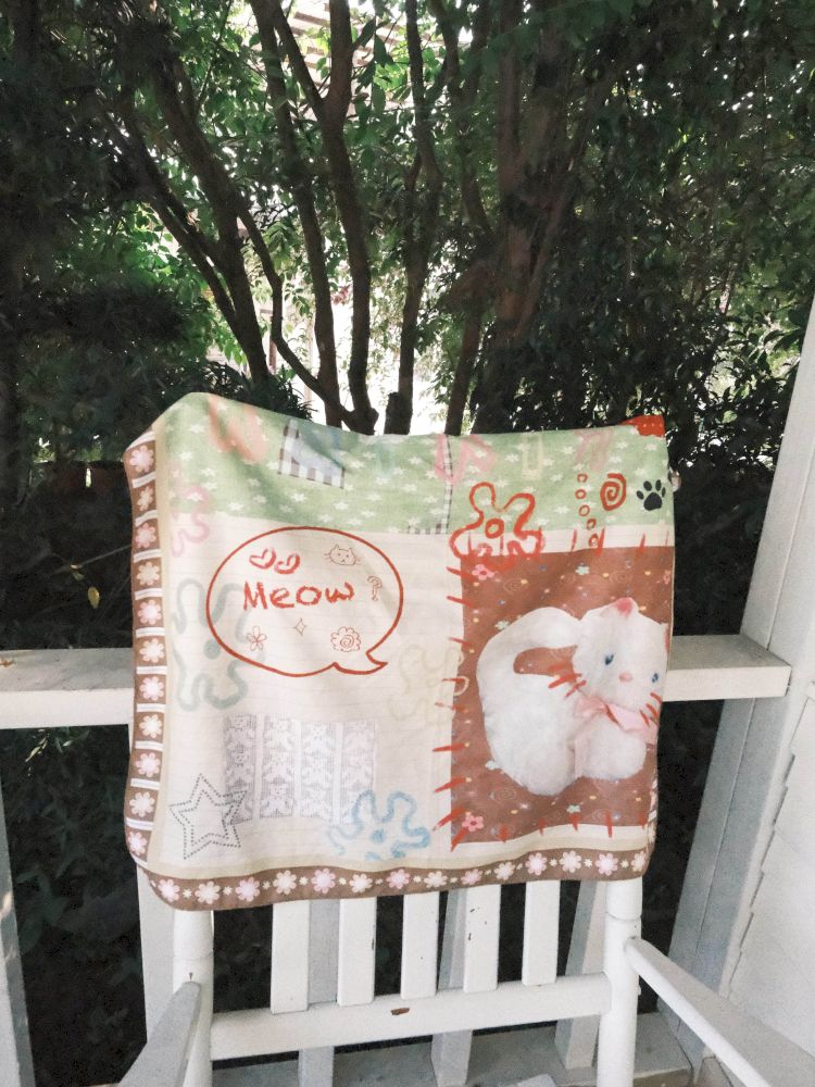 Color Block Cat Print Headscarf【s0000012774】