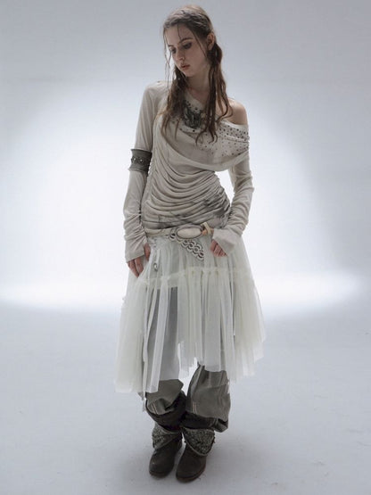 Embellished Vintage Print Base Layer Top【s0000013901】