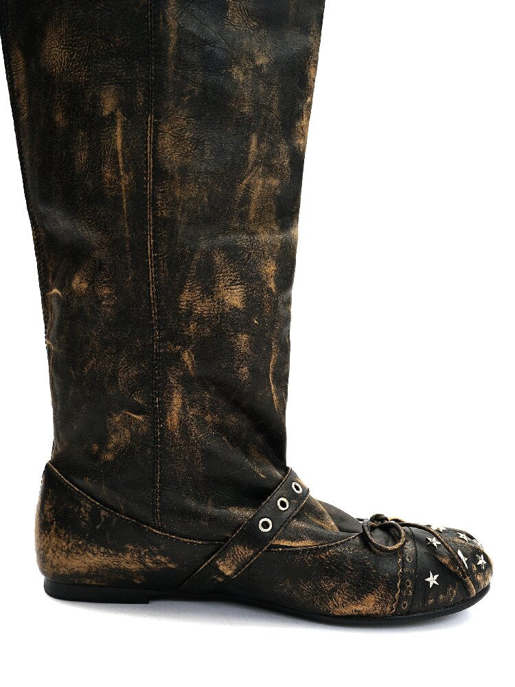 Baroque Punched Star Stack Boots【s0000016130】