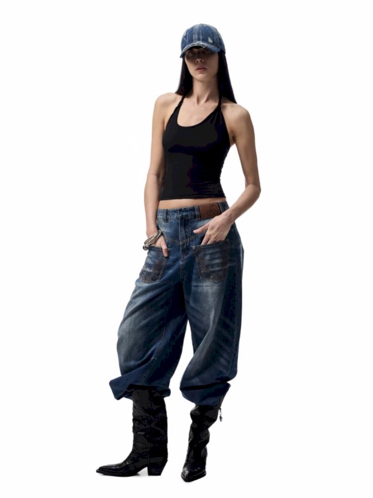Slant U Neck Button Knot Solid Color Camisole【s0000012394】