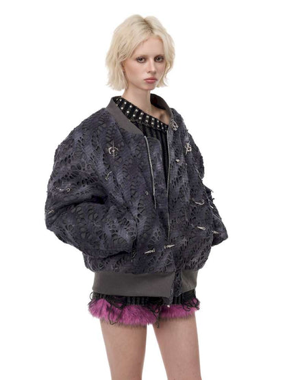 Black Metal Studded Cotton Suit【s0000015127】