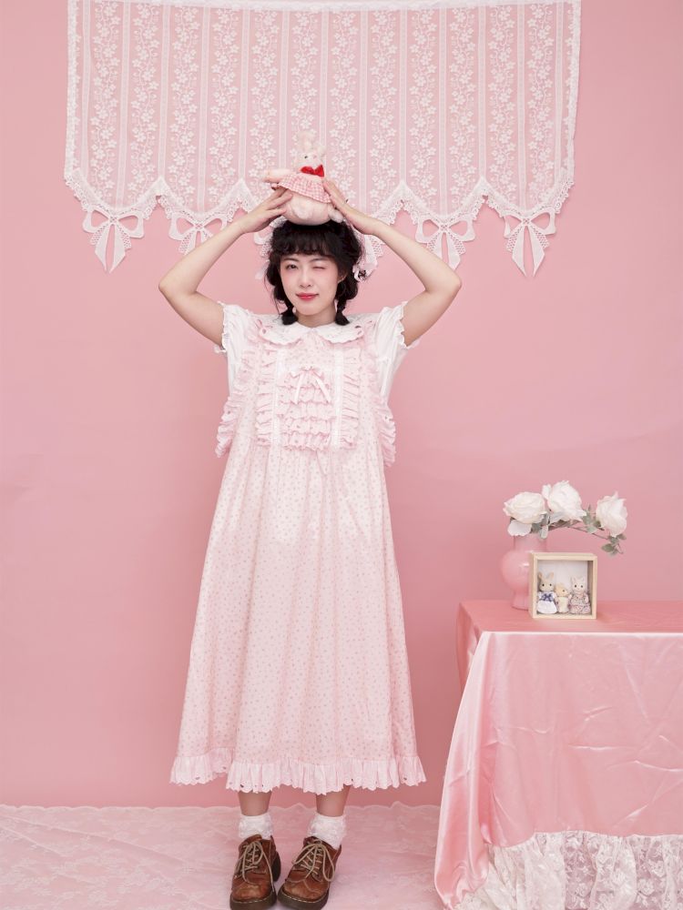 Doll collar puff sleeve lace shirt【s0000012852】