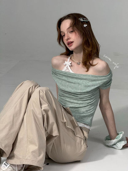 Lace Straps Short Sleeve T-shirt【s0000012254】