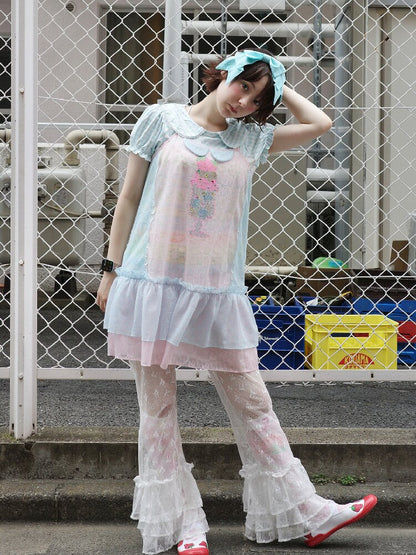 Bow Lace Versatile Flared Pants【s0000017761】