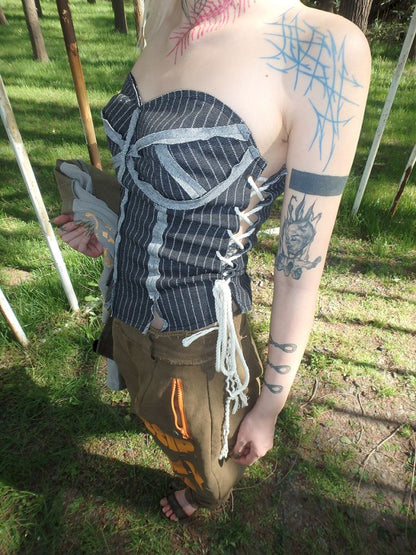 3D design sense drawstring bustier【s0000012467】