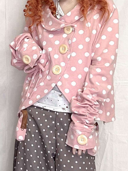 Wooden Button Polka Dot Jacket【s0000015201】