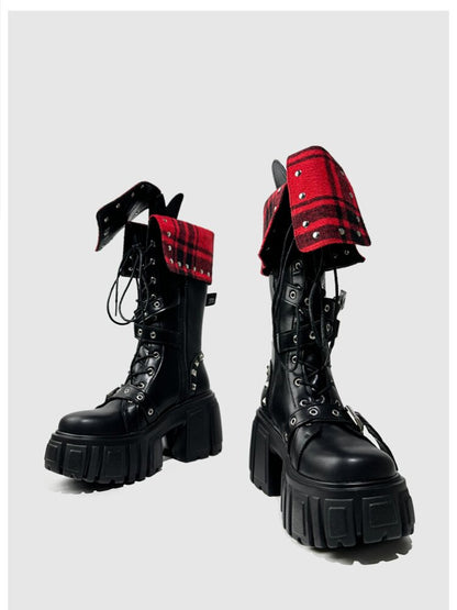 Black Punk Samurai Biker Boots【s0000015712】