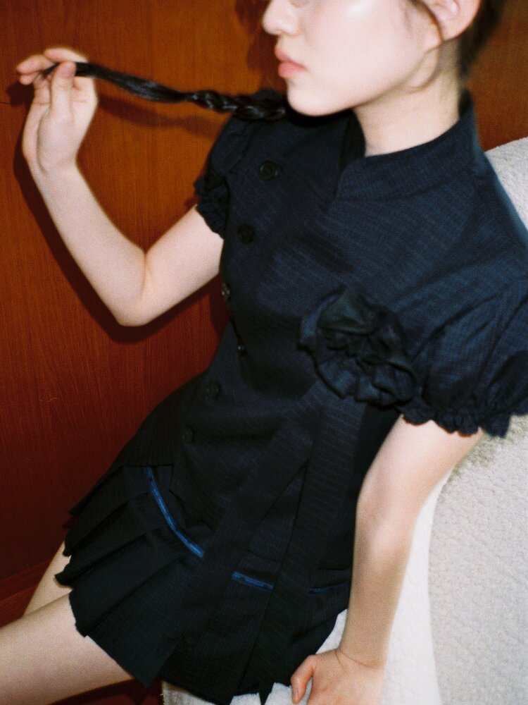 MDark Check Irregular Pleated Skirt【s0000016416】