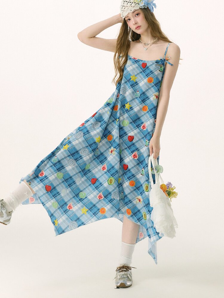 Summer Design Plaid Print Camisole Dress【s0000016843】