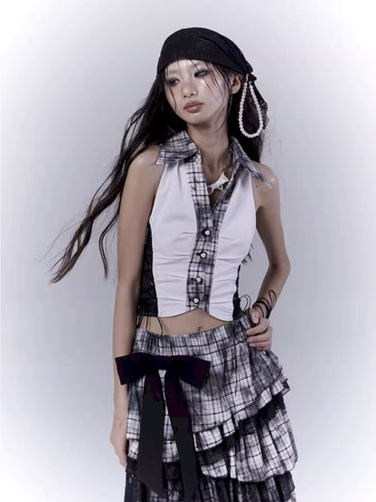Plaid model splicing shirt【s0000012374】