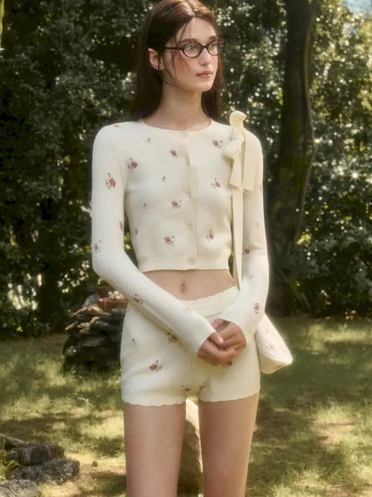 Floral Print “Mix & Match” Sweet Floral Knit Top【s0000014324】