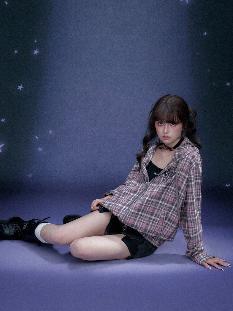 Plaid Hooded Street Style Jacket【s0000015766】