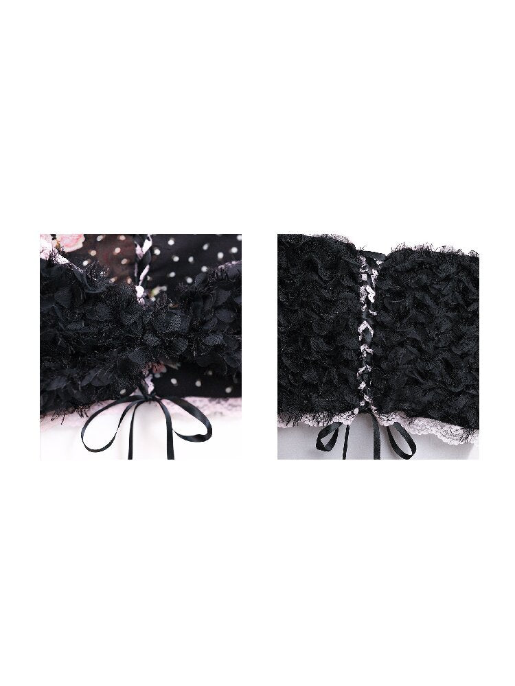 Floral Chiffon Rose Glove Set【s0000017137】