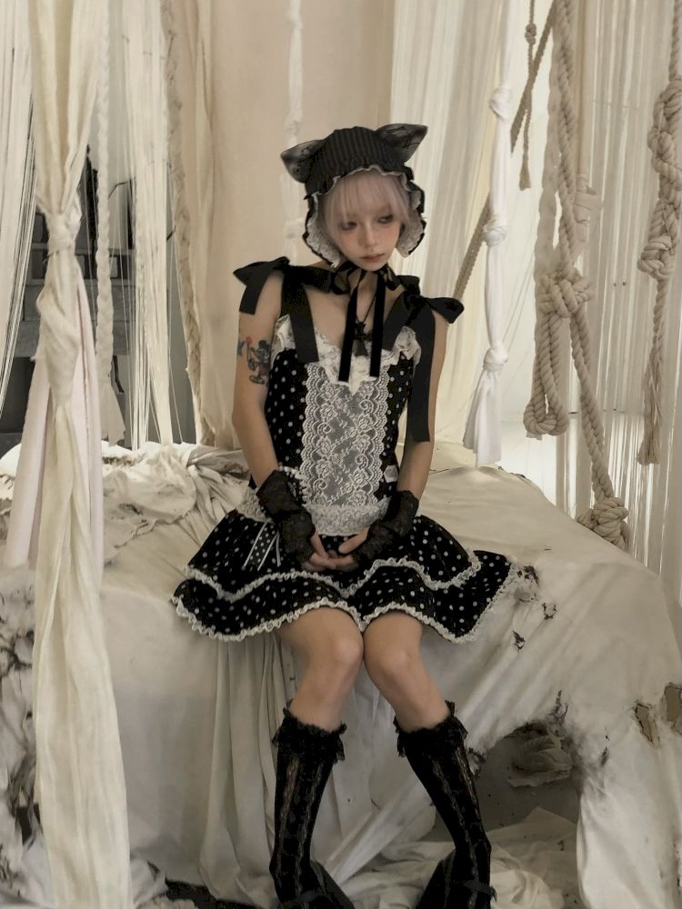 Lace Low Waist Halter Doll Dress【s0000013524】