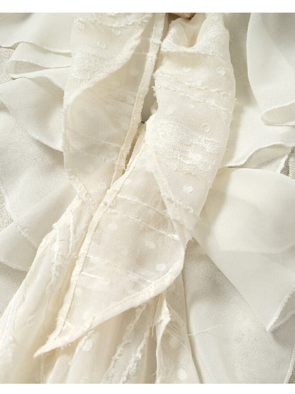 Streamer Snood Chiffon Leather Jacket【s0000015942】