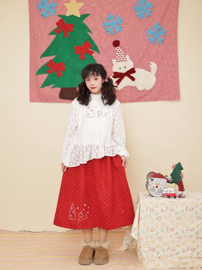 Embroidery Childish White Knit Sweater【s0000011199】