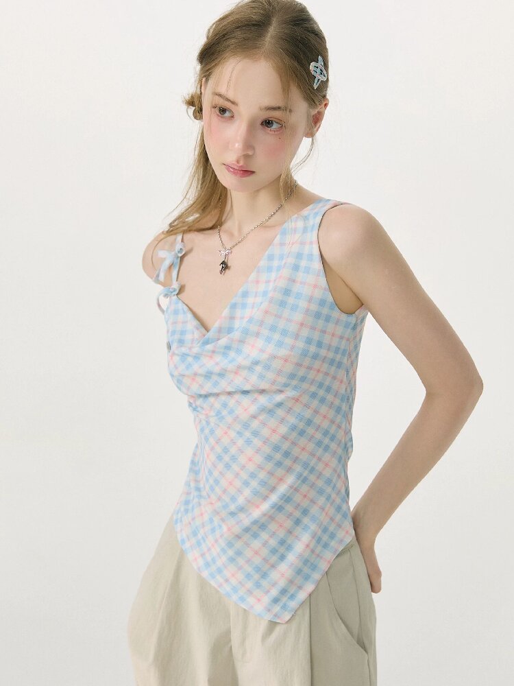 Summer Plaid Bow Vest Camisole【s0000017152】