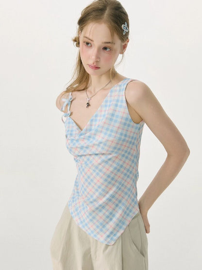 Summer Plaid Bow Vest Camisole【s0000017152】