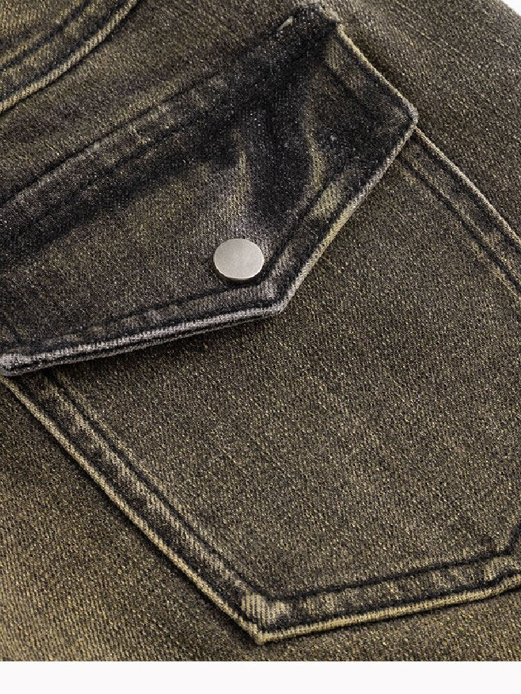 Riveted Distressed Dirty Dye Denim Pants【s0000019246】