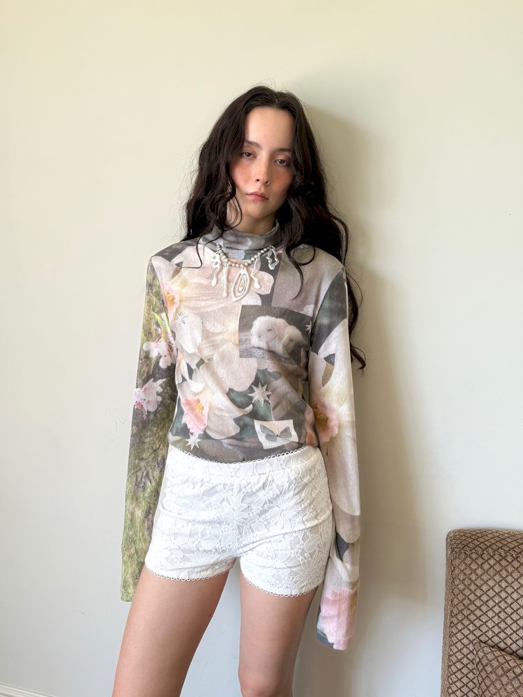 See-through mesh long sleeve sunscreen top【s0000013515】