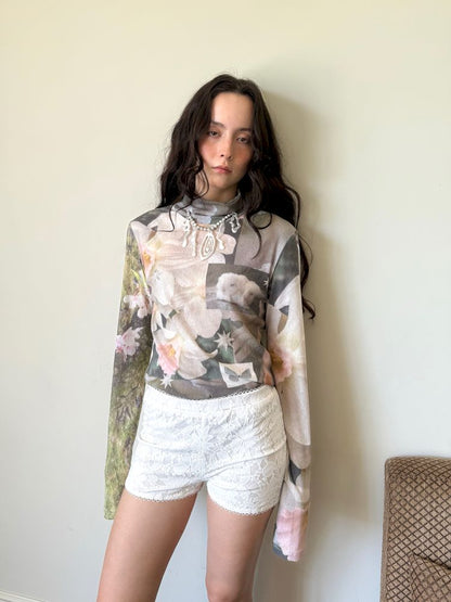 See-through mesh long sleeve sunscreen top【s0000013515】