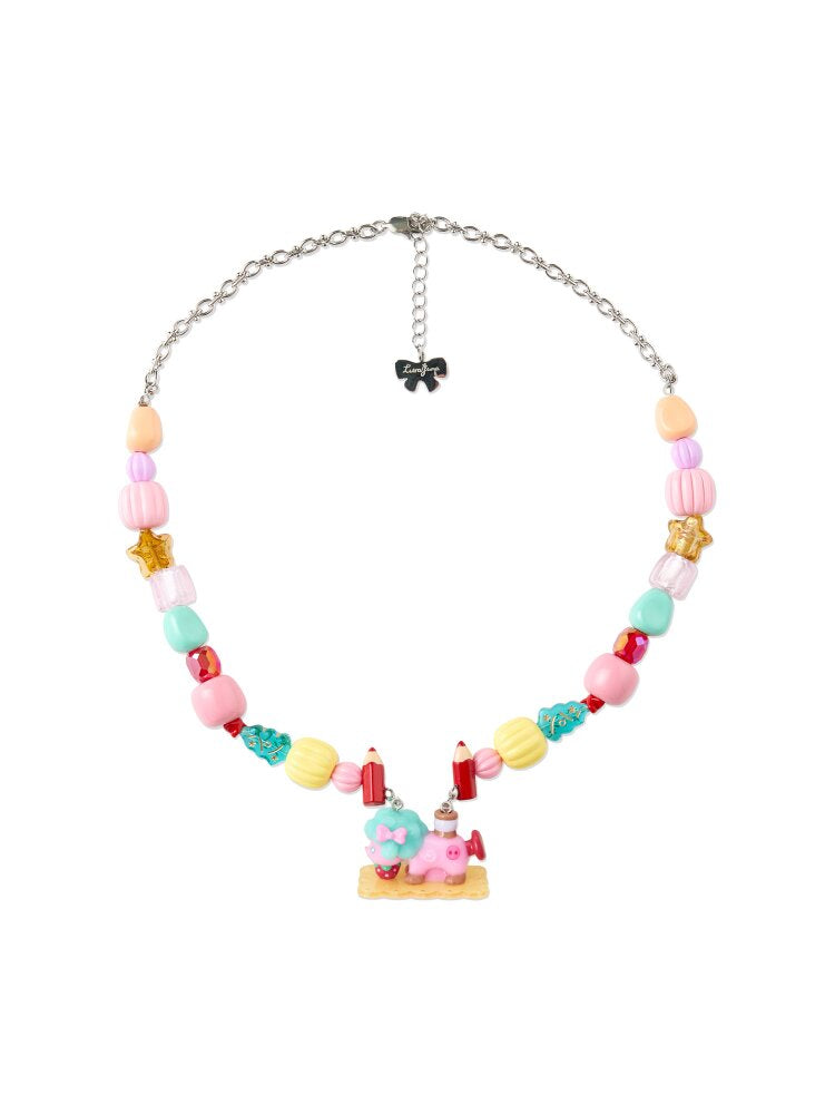 Vintage Lamb Resin Acrylic Necklace【s0000015580】