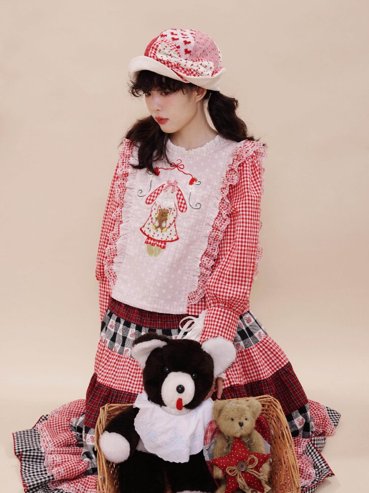 Pastoral Embroidered Plaid Sleeve【s0000019282】