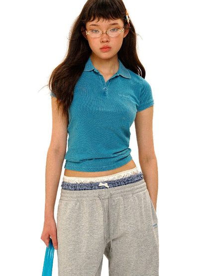 Silver Glitter Slim Fit Polo T Shirt【s0000017425】