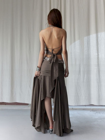 Swing Neck Vest Half Bodycon Skirt【s0000013217】