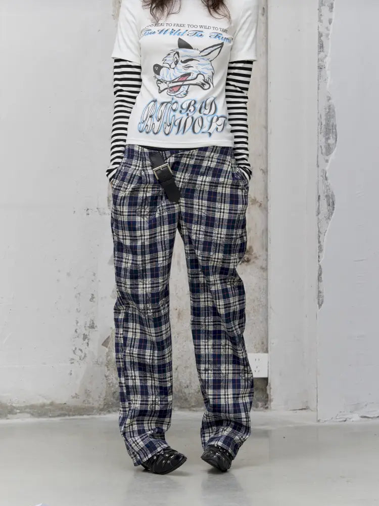 Pleated Plaid Casual Trousers【s0000014206】