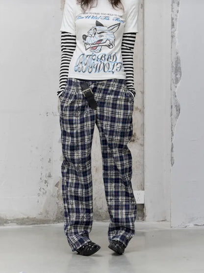 Pleated Plaid Casual Trousers【s0000014206】