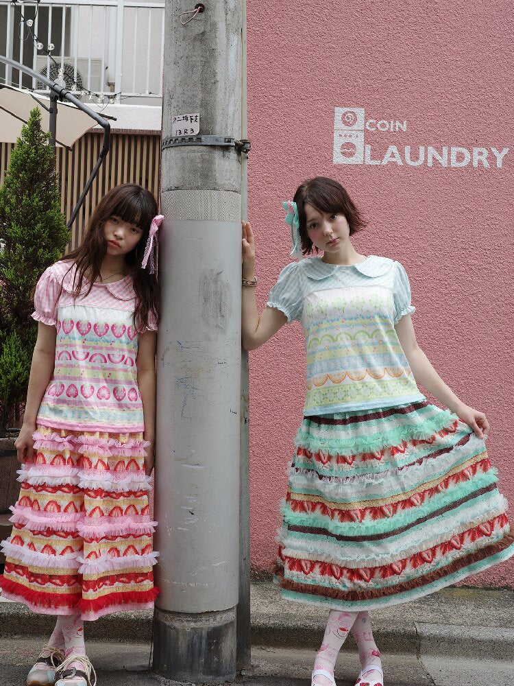 Cake Print Lace Midi Skirt【s0000017763】