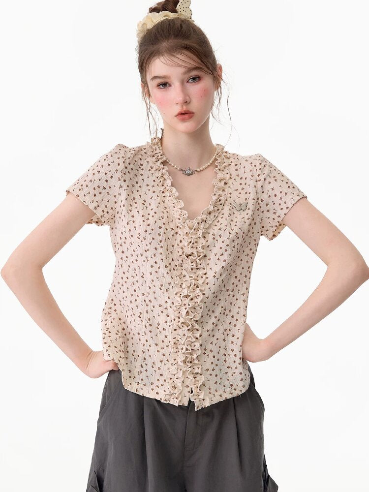 Polka Dot Lace Patchwork Tee Top【s0000017752】