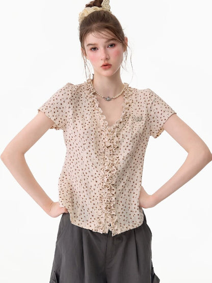 Polka Dot Lace Patchwork Tee Top【s0000017752】