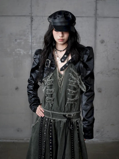 Stand Collar Ultra-Short Leather Jacket【s0000013950】
