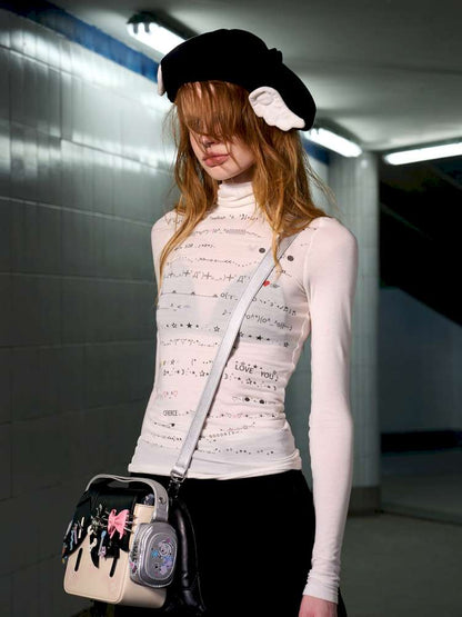 Wool Blend Emoji Stripe Turtleneck【s0000014648】