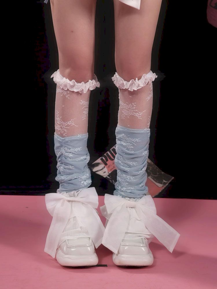 Y2K Calf Socks Lace Patchwork Legwarmers [S0000009728]