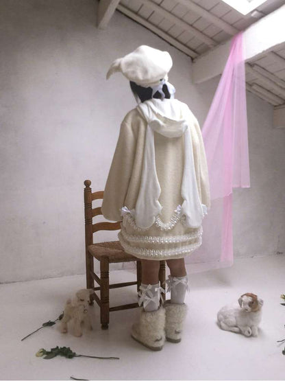 Lace Wool Bubble Sleeve Coat【s0000014532】