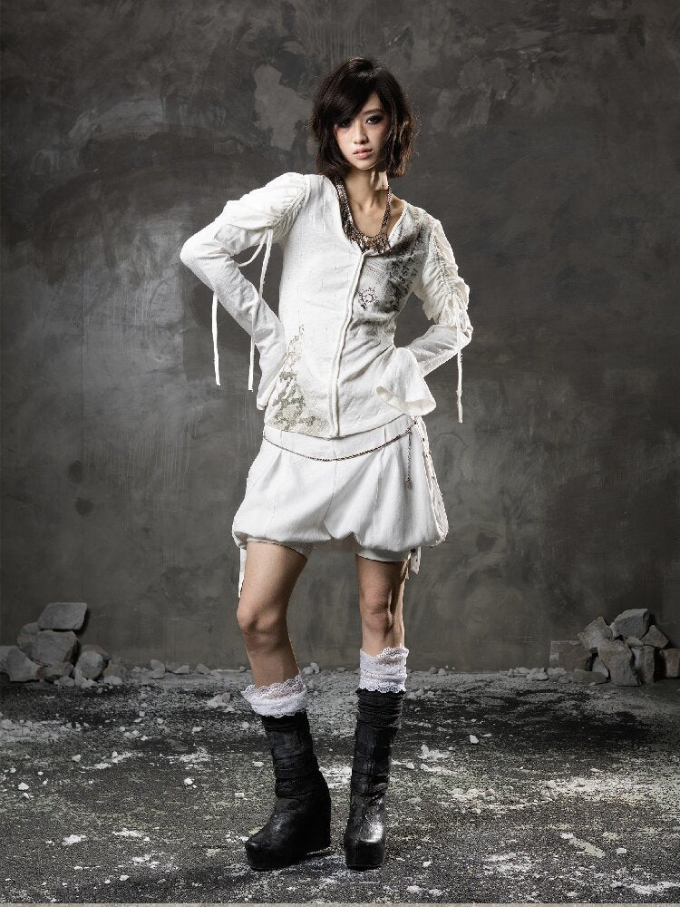 Printed Puff Sleeve Knit【s0000015954】