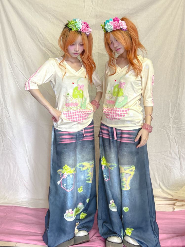 Polka Dot V-Neck Top【s0000013233】