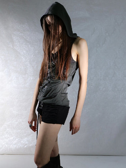 Vintage Metal Button Pleated Shorts【s0000015907】