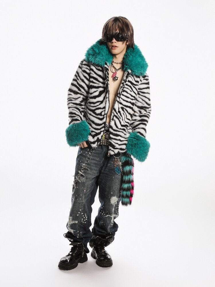 Zebra Print Furtive Faux Coat【s0000019277】
