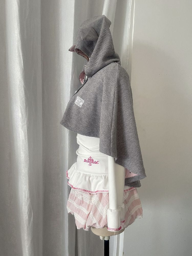 Cat Ears Hooded Short Coat Poncho【s0000011845】