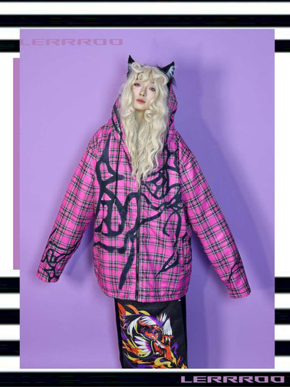 Y2K Subculture Loose Hooded Fleece Jacket【s0000014632】