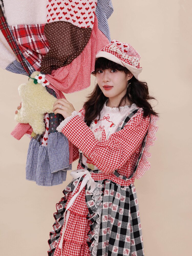 Checkered Jacquard Lace Dress【s0000019289】