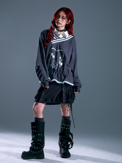 Drawstring Oversized Hoodie Top【s0000013912】